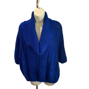 Cato Royal‎ Blue Sweater Cowl Turtleneck Sweater Pullover Top Holiday Size Large